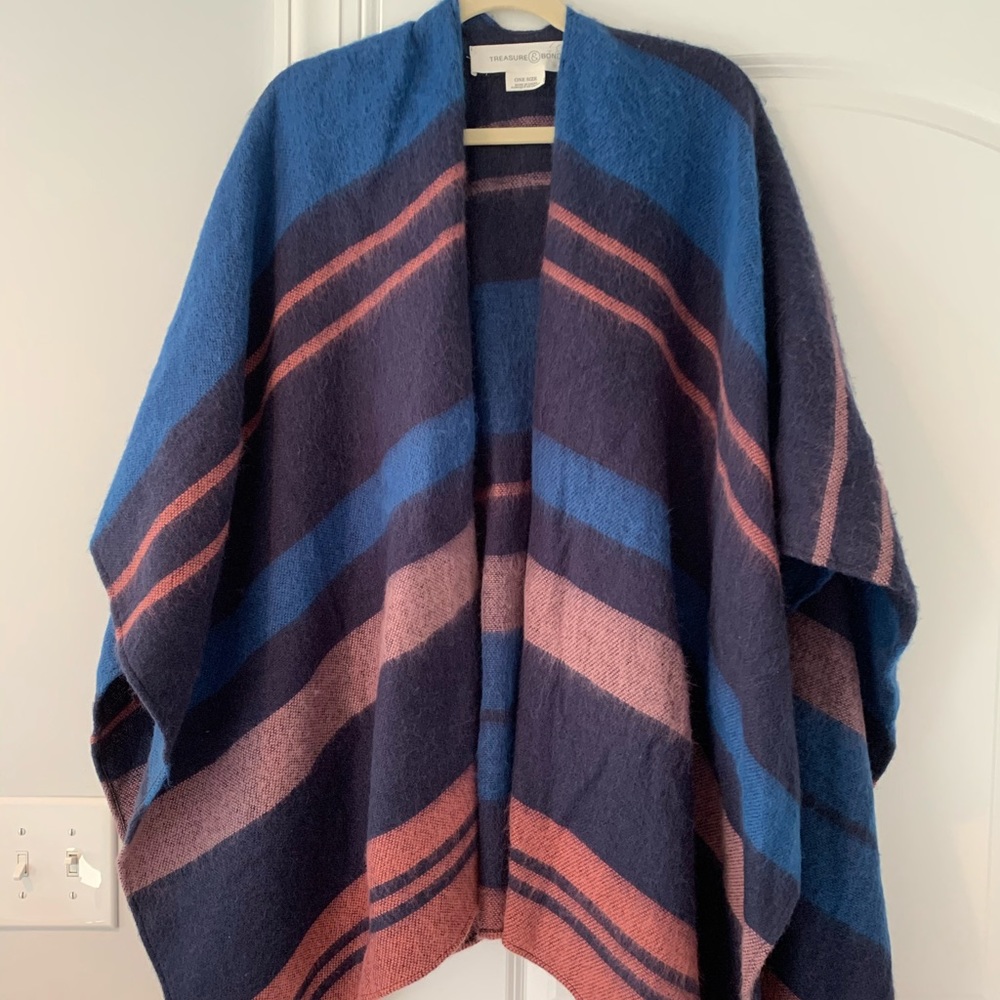 stripped poncho sweater